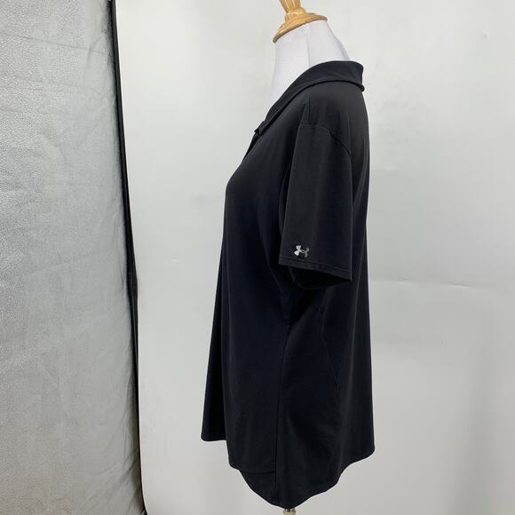Under Armour Shirt Women L Large Black 4 Button Placket Short Sleeve Polo Collar - Picture 4 of 9